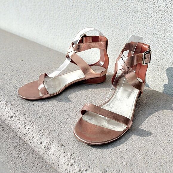 Maison Martin Margiela Shoes - Maison Martin Margiela Rose Gold Cracked Metallic Leather Sandals EU 39.5